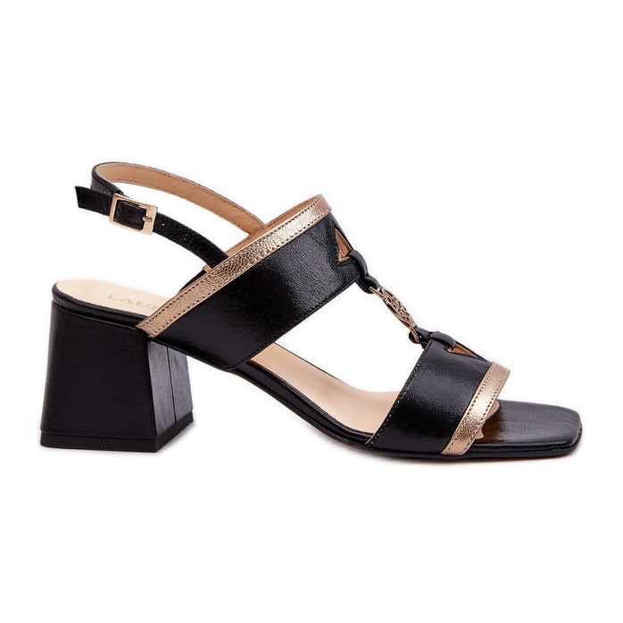 Sandali eleganti in pelle su un blocco Laura Messi 2768 Nero
