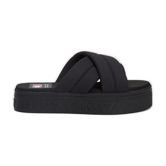 Tommy Hilfiger Sandalo flatform con scritta EN0EN02465BDS nero