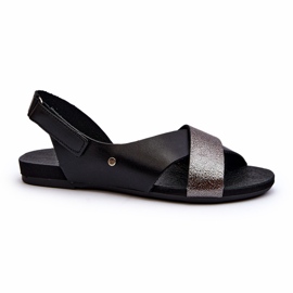 Zazoo 40141 Sandali in pelle con velcro, neri nero