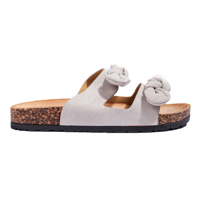 Ciabatte da donna in camoscio grigio con sughero
