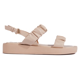 Sandali beige con volant