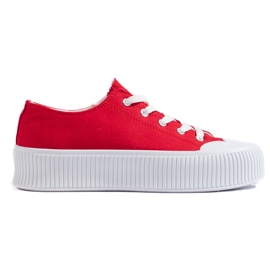 Scarpe da ginnastica rosse con plateau rosso
