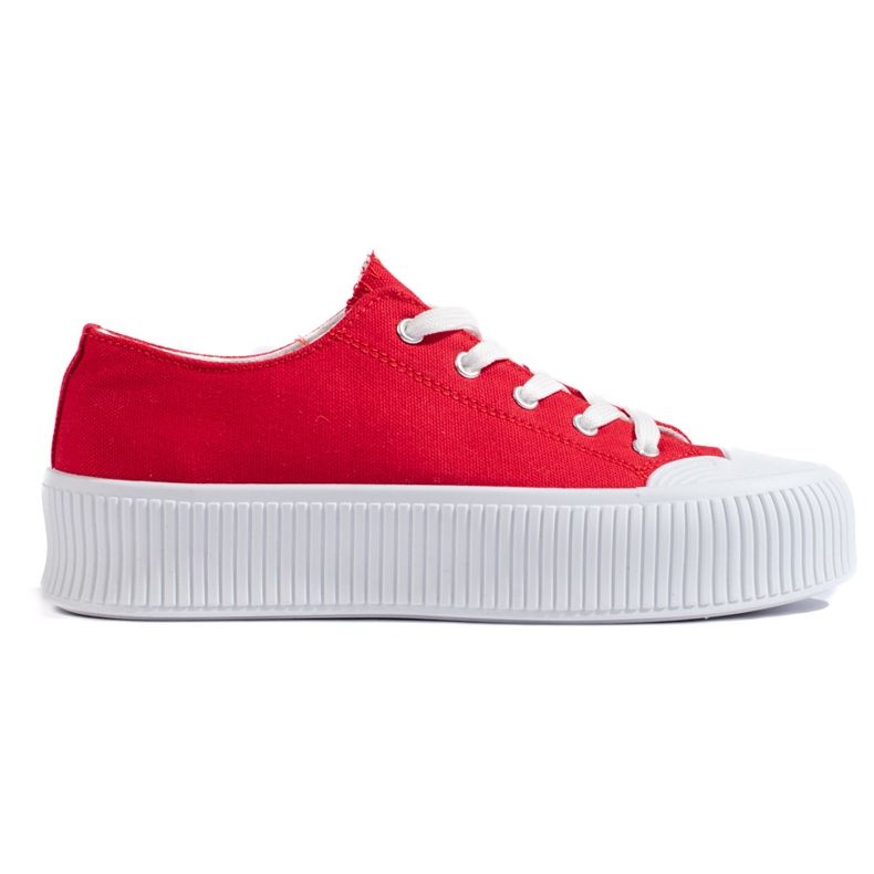 Scarpe da ginnastica rosse con plateau rosso