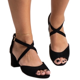 Sandali con tacco alto e plantare in pelle Kourin nero