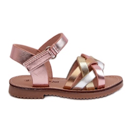 Sandali Da Bambino Chiusura Con Velcro Con Cinturini Intrecciati Multicolor Dianttha rosa