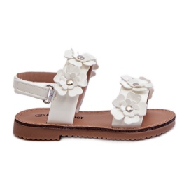 Sandali da Bambino Laccati Decorati con Fiori, Tinette Bianco
