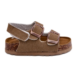 Sandali per bambini su piattaforma in sughero, chiusura con velcro, Rorria kaki beige