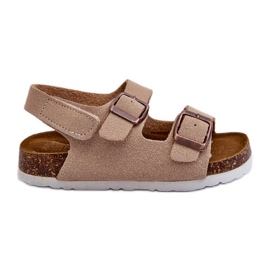 Sandali per bambini su plateau in sughero, chiusura con velcro, Beige Rorria