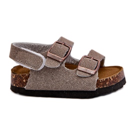 Sandali per bambini su piattaforma in sughero, chiusura con velcro, Rorria grigia grigio
