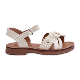 Sandali da bambino con chiusura in velcro e fiori, Nestalee bianco