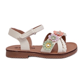 Sandali da bambino con chiusura in velcro e fiori, Nestalee bianco bianca