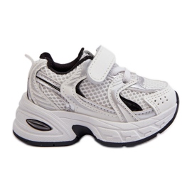Scarpe da ginnastica con velcro per bambini bianche e nere Ephona bianco