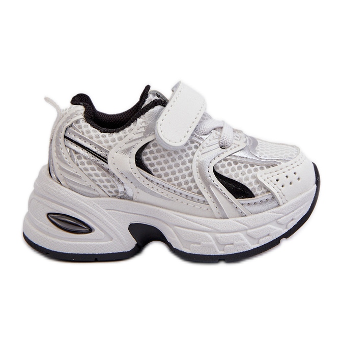 Scarpe da ginnastica con velcro per bambini bianche e nere Ephona bianca