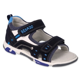 Sandali per bambini Befado, inserto in pelle con velcro, 170X104, blu navy