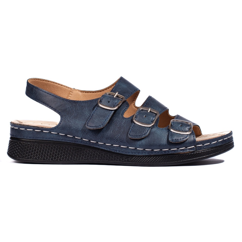 Sandali da donna blu navy con fibbie
