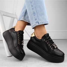 Vinceza W JAN313 scarpe con plateau in pelle nera nero
