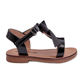 Sandali da bambino in vernice con fiocco in velcro, Joratia Nero
