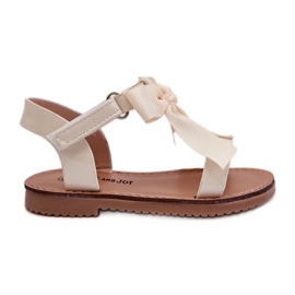 Sandali da bambino in vernice con fiocco in velcro, Joratia beige chiaro