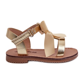 Sandali da bambino con fiocco in velcro, Joratia oro d'oro