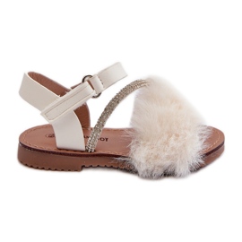 Sandali In Velcro Da Bambino Con Pelliccia, Rosavere Bianco