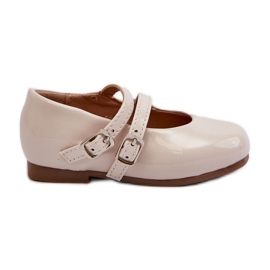 Ballerine da bambina di vernice con cinturini, Beige Margenis