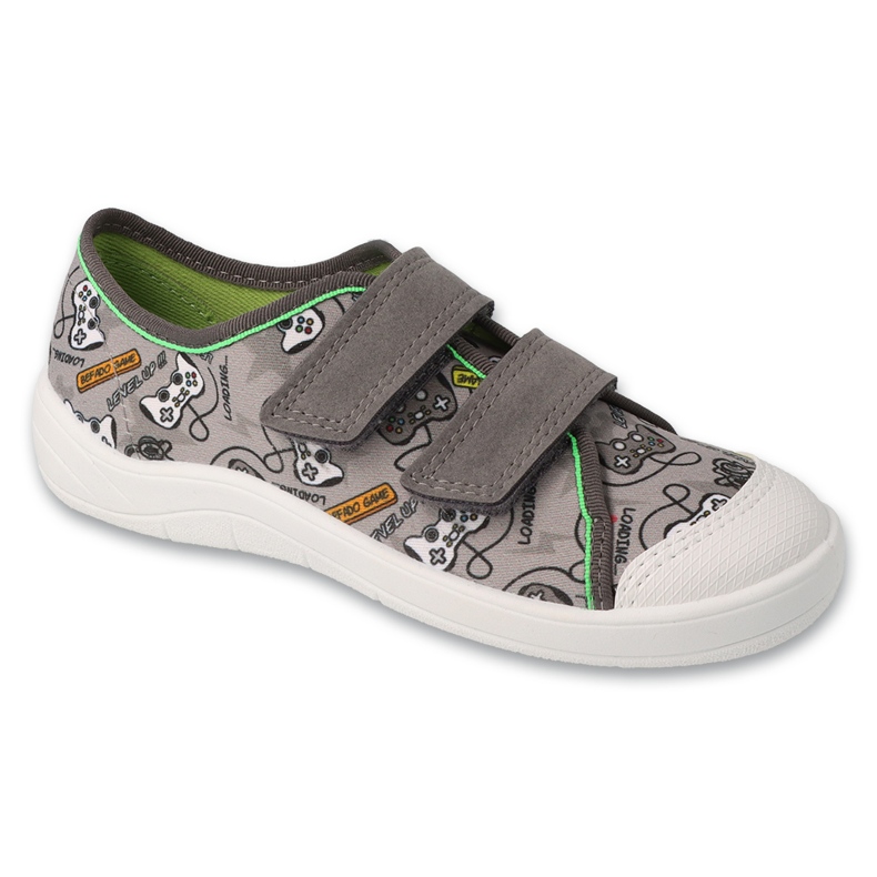 Ciabatte per bambini Befado con velcro 772X009, grigie con motivi grigio