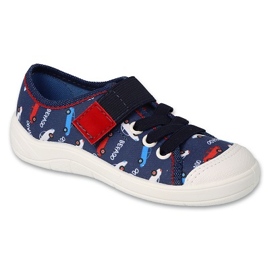 Pantofole per bambini Befado 351X032 blu navy e rosso