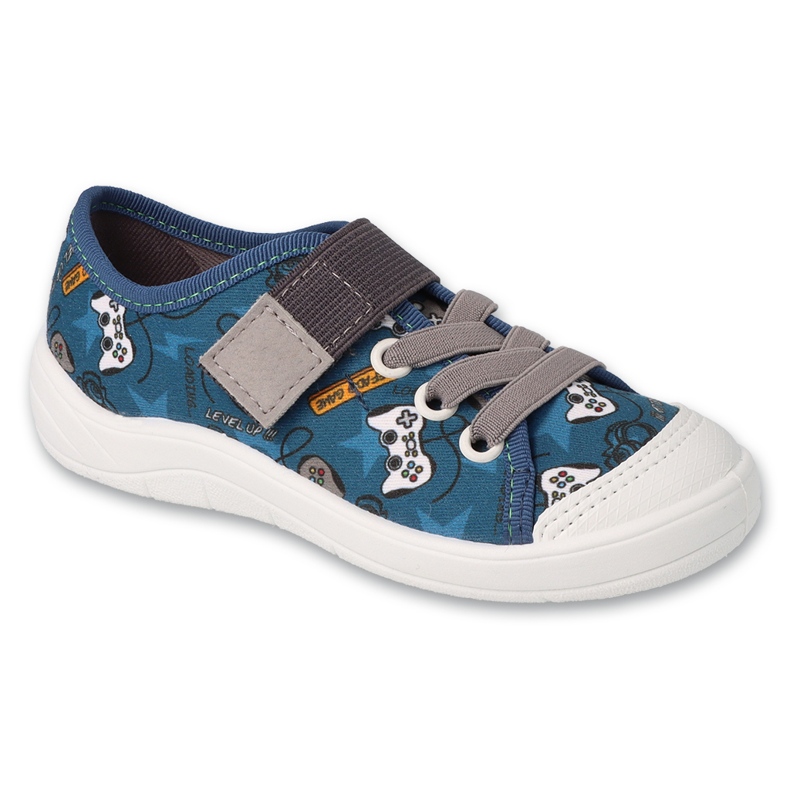 Pantofole per bambini Befado 351Y034 blu-grigio