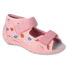 Sandali per bambini Befado 342P058, rosa con conchiglie