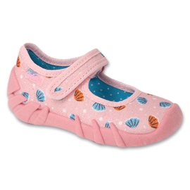 Ciabatte per bambini Befado 109N266 rosa con conchiglie colorate