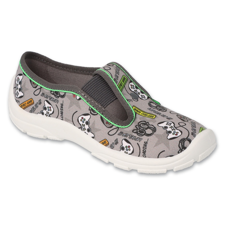Ciabatte per bambini Befado, grigie 975X188, con applicazioni colorate grigio