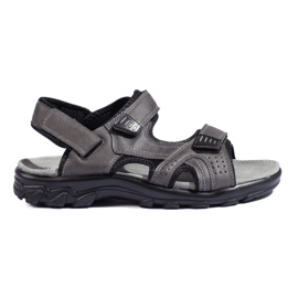 Sandali grigi da uomo con velcro grigio
