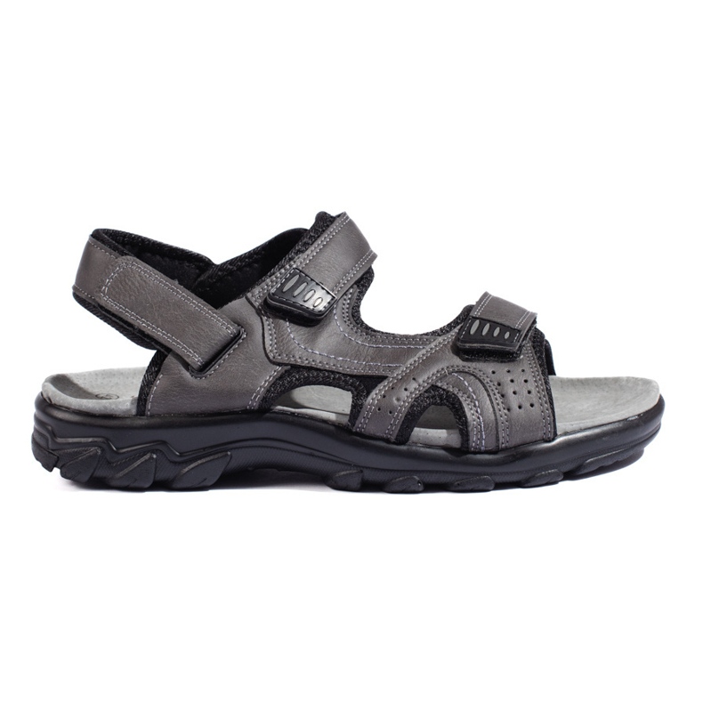 Sandali grigi da uomo con velcro grigio