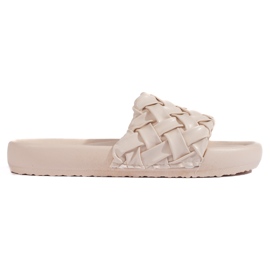Pantofole intrecciate beige da donna