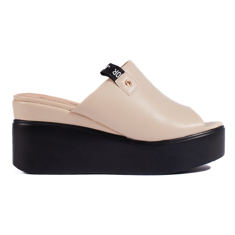 Ciabatte con zeppa beige