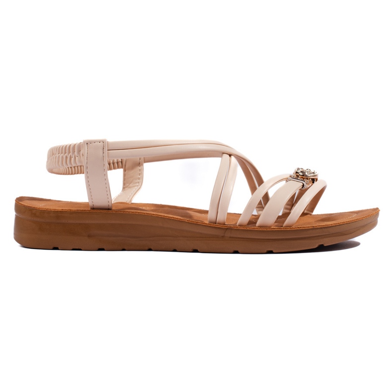Sandali bassi beige con decorazione