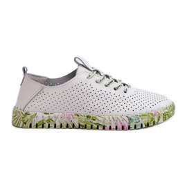 S.Barski Scarpe Stringate da Donna in Pelle Naturale, Farnalea Bianco