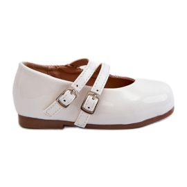 Ballerine da bambina in vernice con righe, bianco Margenis bianca