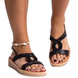 Sandali neri con plateau e strass Mifsa nero