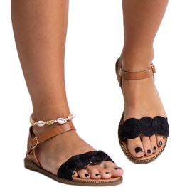 Sandali neri e marroni con accessori dorati Amja nero