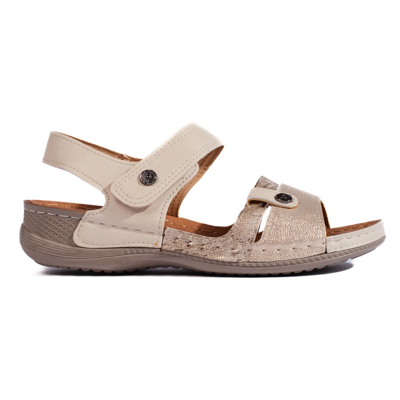 Sandali da donna beige con velcro