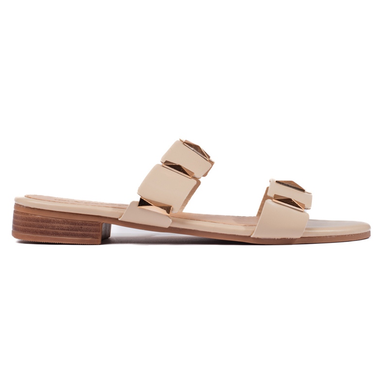 Infradito da donna beige con suola piatta