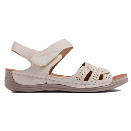 Sandali da donna beige chiaro con zeppa bassa