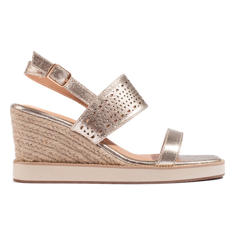 Sandali con zeppa da donna color oro d'oro