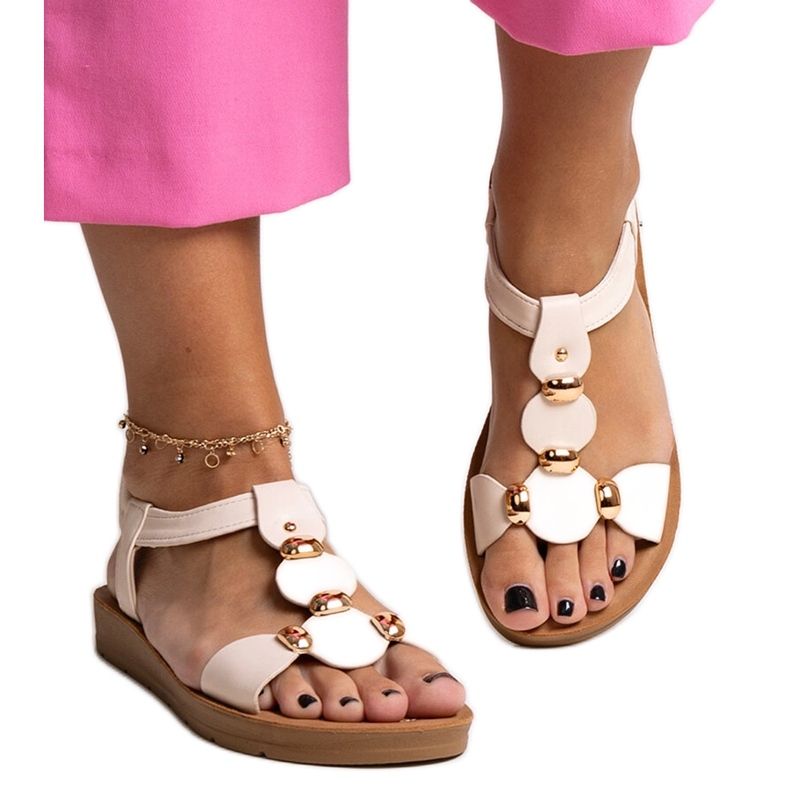 Sandali beige con accessori Ametista oro