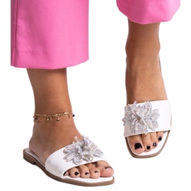 Infradito bianche con fiore Vendula zircone bianco