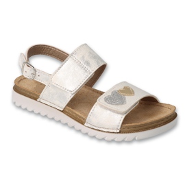 Sandali da bambino Befado con inserto in pelle 062Y001, argento con cuori