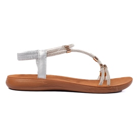 Sandali piatti glitter argento