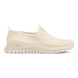 Sneakers da donna in tessuto beige