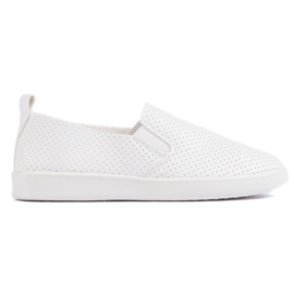 Traforata da donna, slip-on bianco chiaro bianca